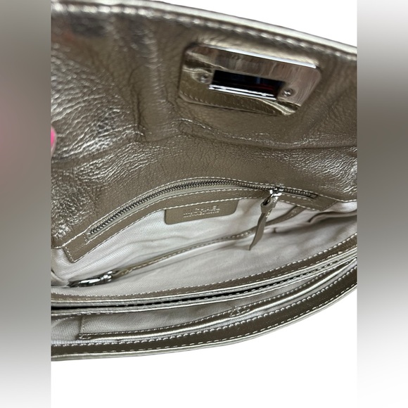 Michael Kors Fulton Pale Gold Leather Flap hand Bag Chain Handle Strap vintage - Picture 5 of 6